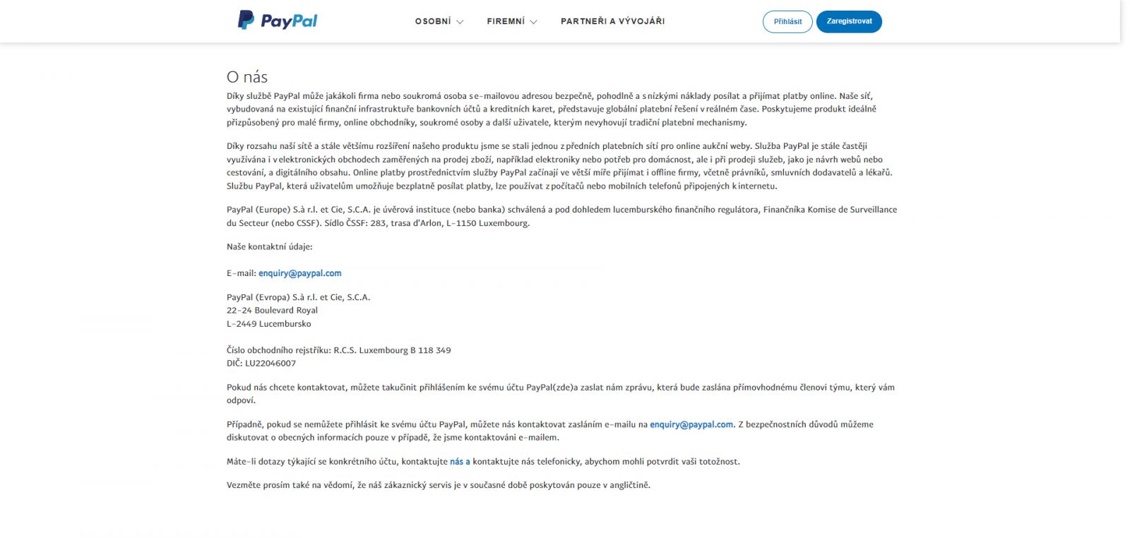 Paypal kontakt